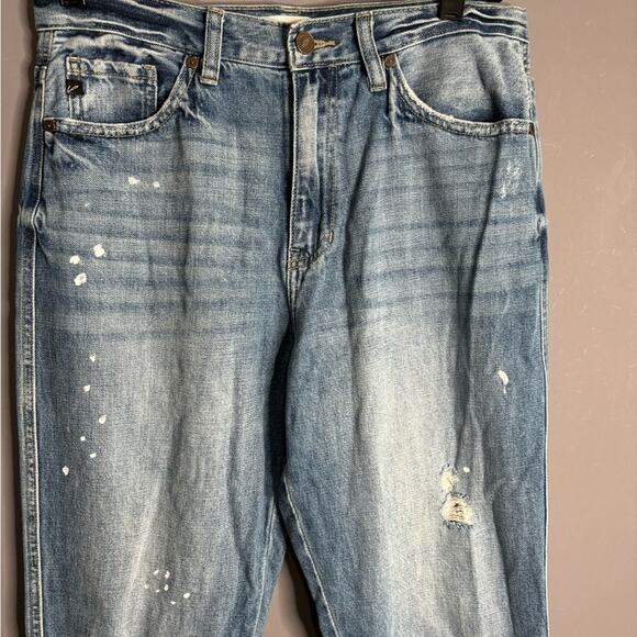 Kancan Medium Wash High Rise Distressed Jeans Paint Splatter Size 7/27 - Picture 8 of 9